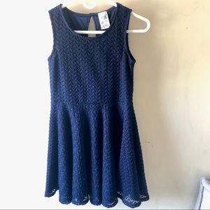 Girls Navy blue crochet knit dress Size 12